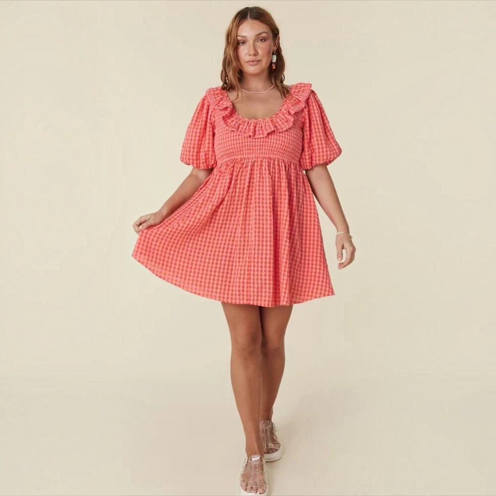 Spell & The Gypsy Collective Strawberry Fields Mini Dress Gingham Coquette XL